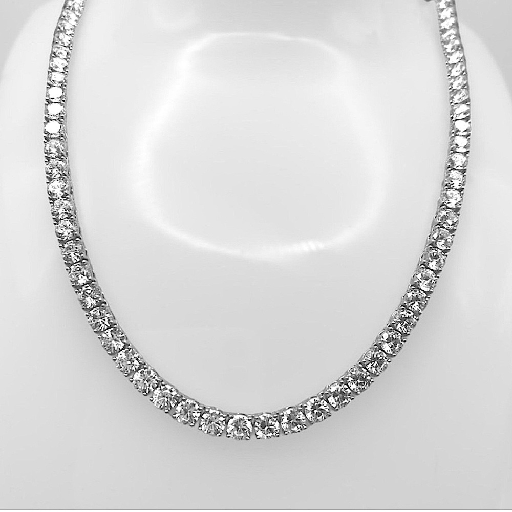 Sterling silver tennis chain4mm tennis necklace